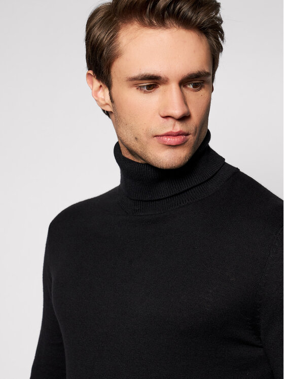 Jack&Jones Jack&Jones Krekls ar augstu apkakli Emil Knit Roll Neck 12157417 Melns Regular Fit