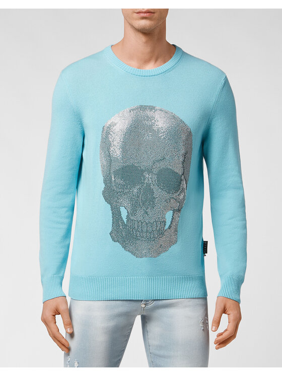 PHILIPP PLEIN PHILIPP PLEIN Longsleeve 1637 Błękitny Regular Fit