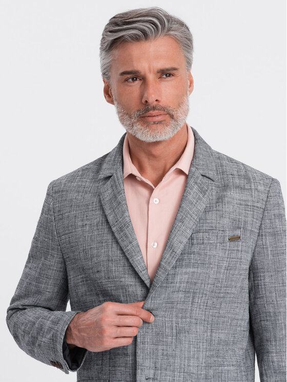 Ombre Ombre Sako OM-BLZB-0128 Šedá Regular Fit