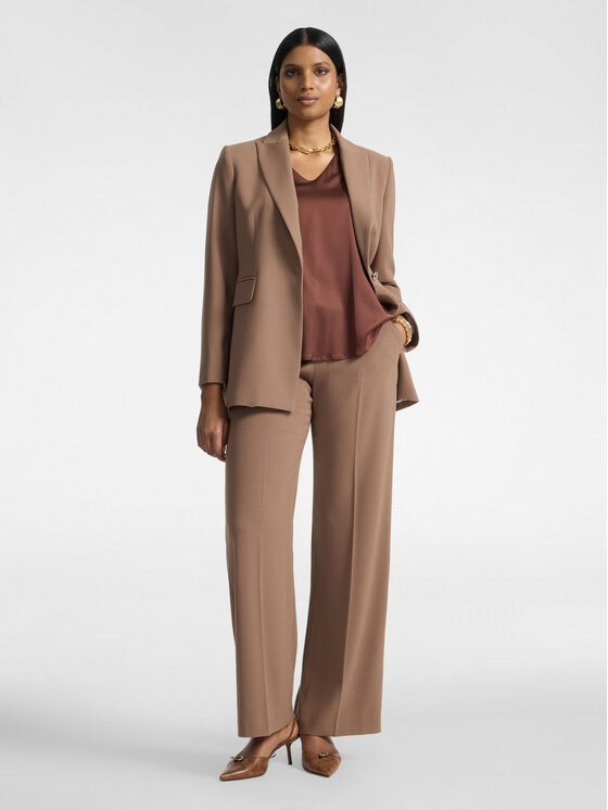 Elena Mirò Elena Mirò Spodnie materiałowe P053P000580N0E2 Kremowy Flare Fit