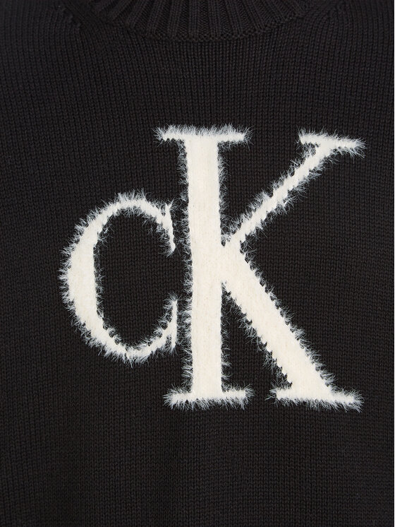 Calvin Klein Jeans Calvin Klein Jeans Sweter Fluffy Monogram IG0IG02220 Czarny Regular Fit