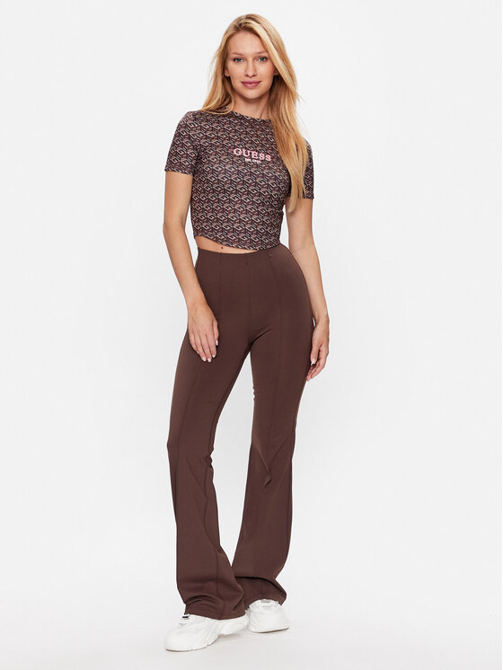 Guess Guess Долнище анцуг Aggie V3YB02 MC04N Кафяв Flare Fit