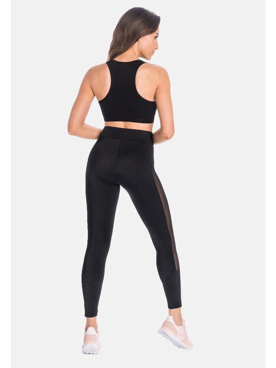 Teyli Teyli Legginsy sportowe z siateczką Mappy Czarny Regular Fit