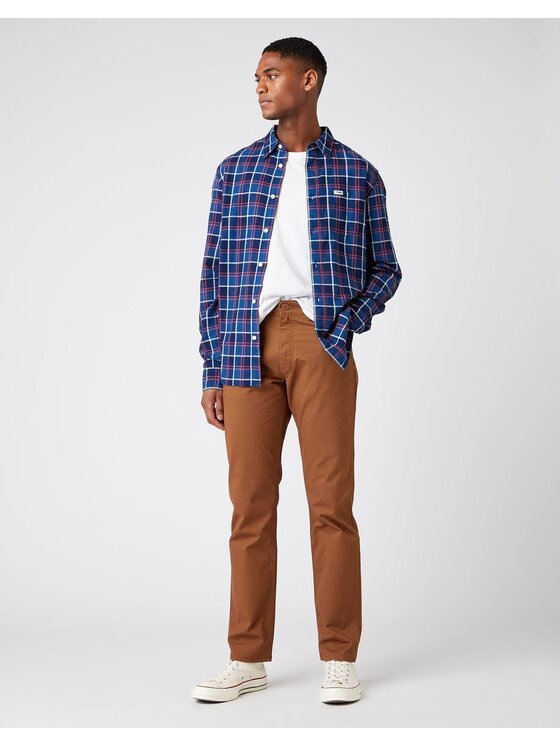 Wrangler Wrangler Koszula LS 1PKT SHIRT Niebieski Regular Fit