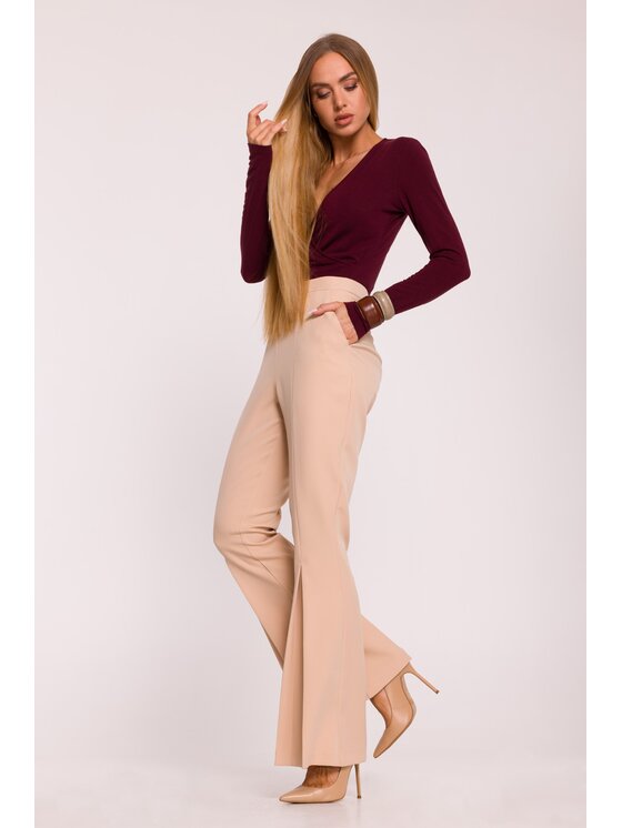 Made of Emotion Made of Emotion Spodnie materiałowe M874 Beżowy Wide Leg