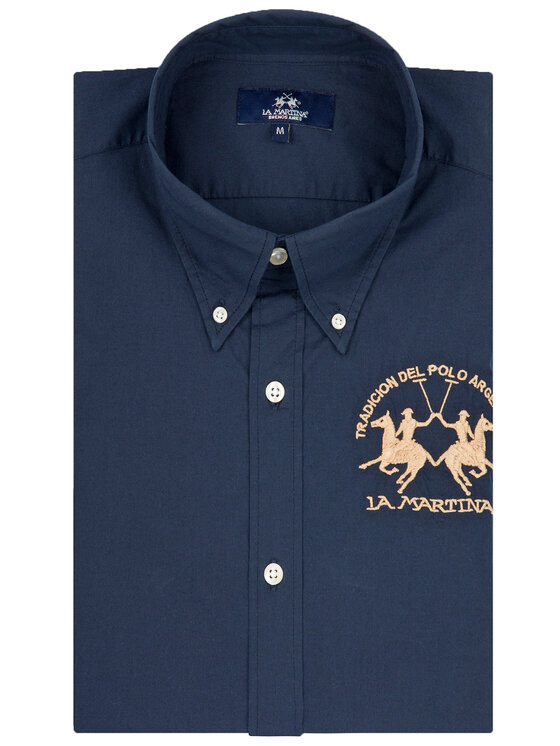 La Martina La Martina Srajca Poplin CCMC01 PP003 Mornarsko modra Regular Fit