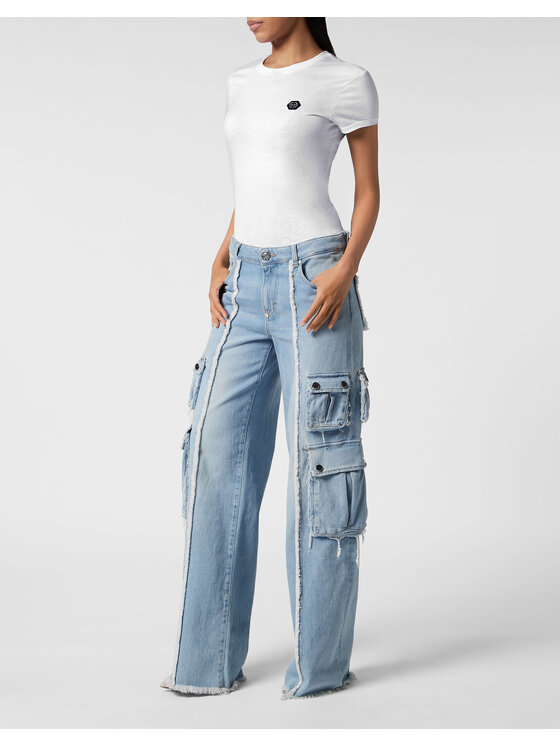 PHILIPP PLEIN PHILIPP PLEIN Jeansy 21715 Světle modrá Cargo Fit