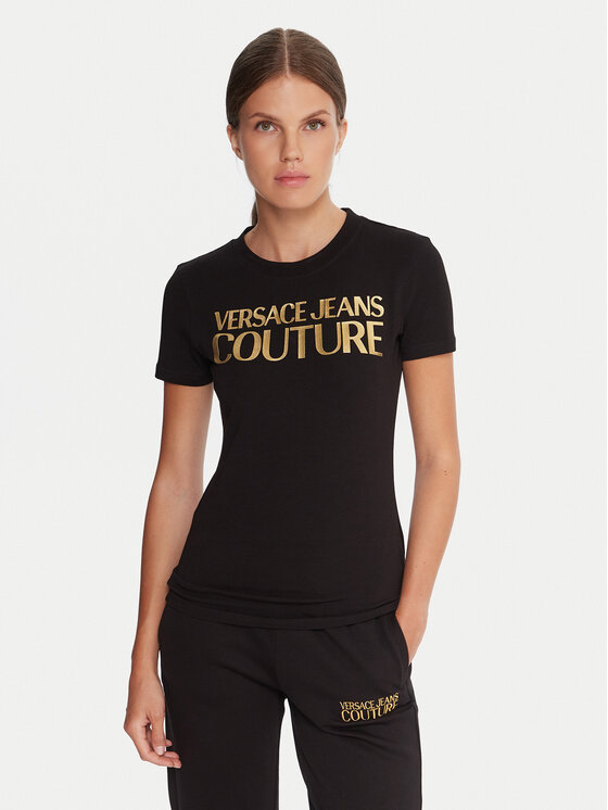 Versace Jeans Couture Versace Jeans Couture Póló 79HAHT02 CJ03T Fekete Regular Fit