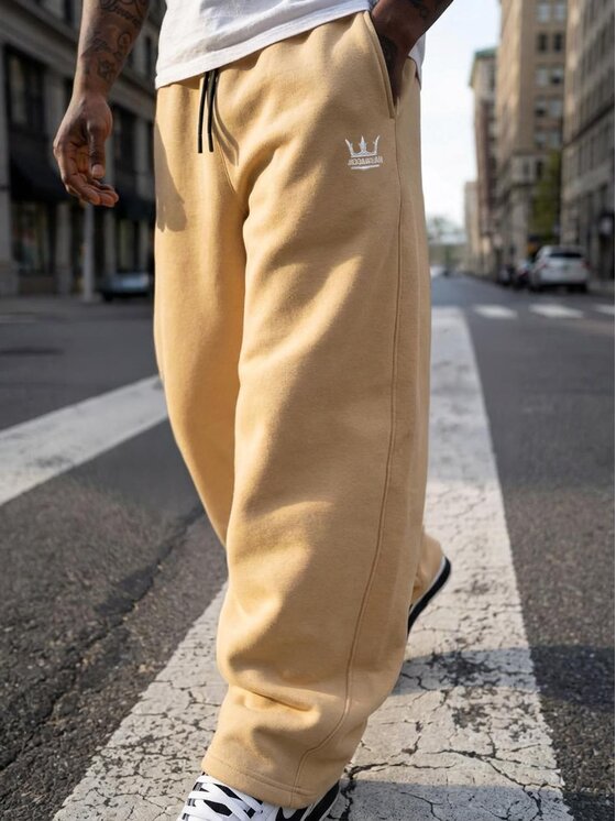 Jigga Wear Jigga Wear Spodnie dresowe Szerokie luźne dresy sznurek na gumce 129790 Brązowy Baggy Fit