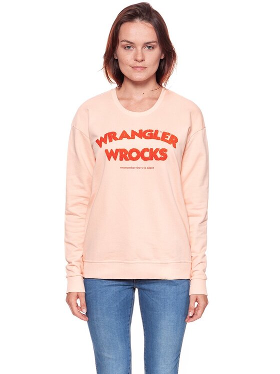 Wrangler Wrangler Felpa WROCKS SWEAT Rosa Regular Fit