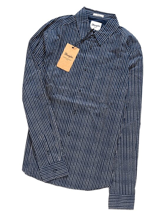 Wrangler Wrangler Camicia L/S ROUND PKT SHIRT Blu Slim Fit