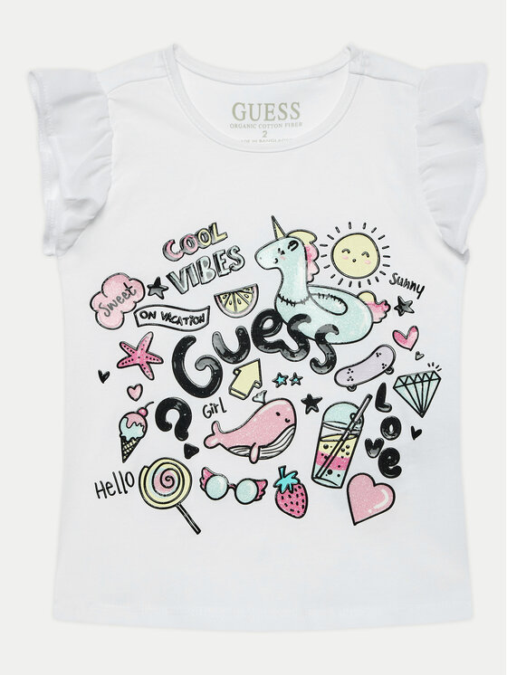 Guess Guess T-krekls K4GI17 K6YW1 Balts Regular Fit
