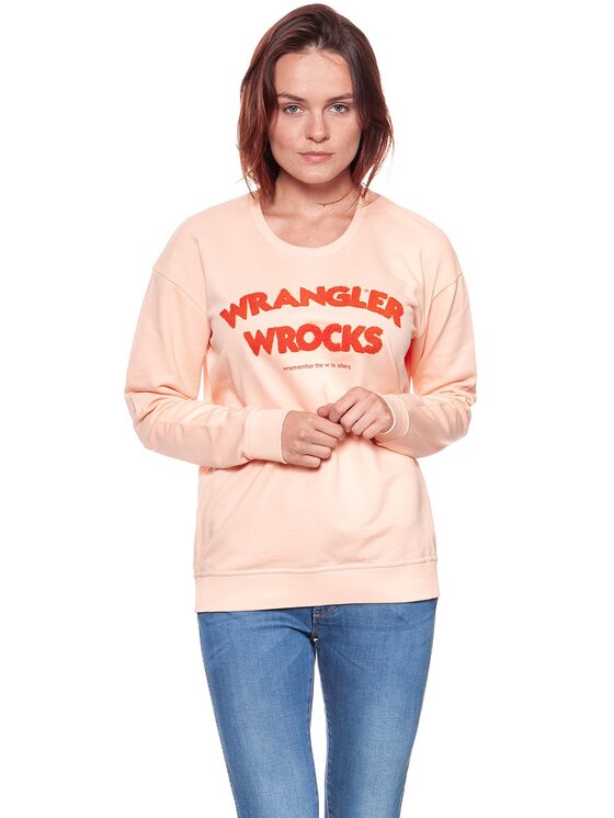 Wrangler Wrangler Bluza WROCKS SWEAT Różowy Regular Fit