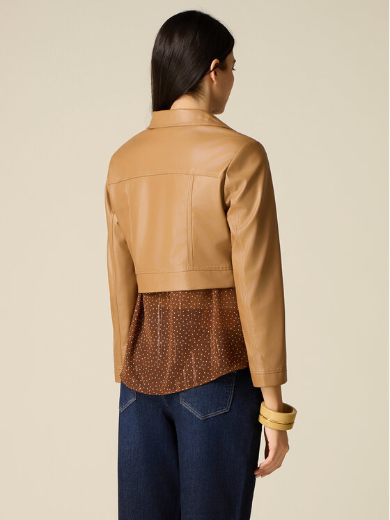 Oltre Oltre Giacca in similpelle R372R002352N012 Marrone Cropp Fit