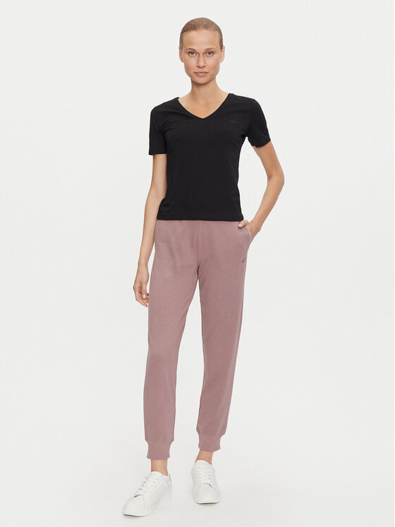 4F 4F Marškinėliai 4FWAW24TTSHF1649 Juoda Slim Fit