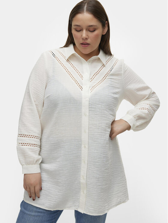 Vero Moda Curve Vero Moda Curve Rochie tip cămașă Chris 10301894 Alb Regular Fit