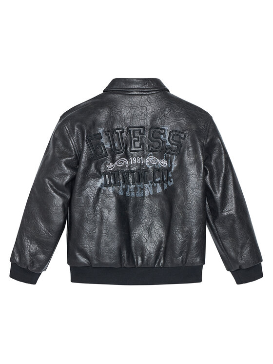 Guess Guess Μπουφάν από απομίμηση δέρματος L5YL03 W0100 Μαύρο Regular Fit
