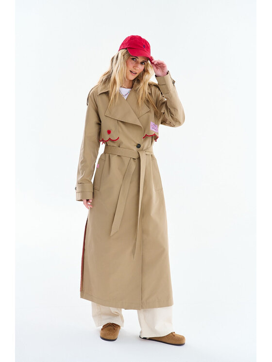 NAOKO NAOKO Trencz Cross My Heart Beżowy Regular Fit
