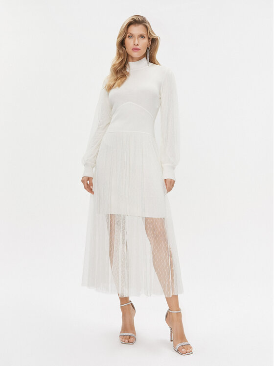 TWINSET TWINSET Sukienka dzianinowa 232TT3413 Écru Regular Fit