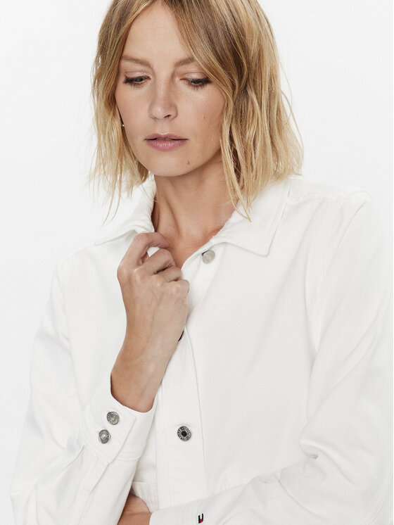 Tommy Hilfiger Tommy Hilfiger Jeans jakna WW0WW37625 Bela Regular Fit