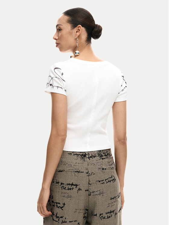 Desigual Desigual T-särk Helsinki 26SWTK10 Kreemjas Slim Fit