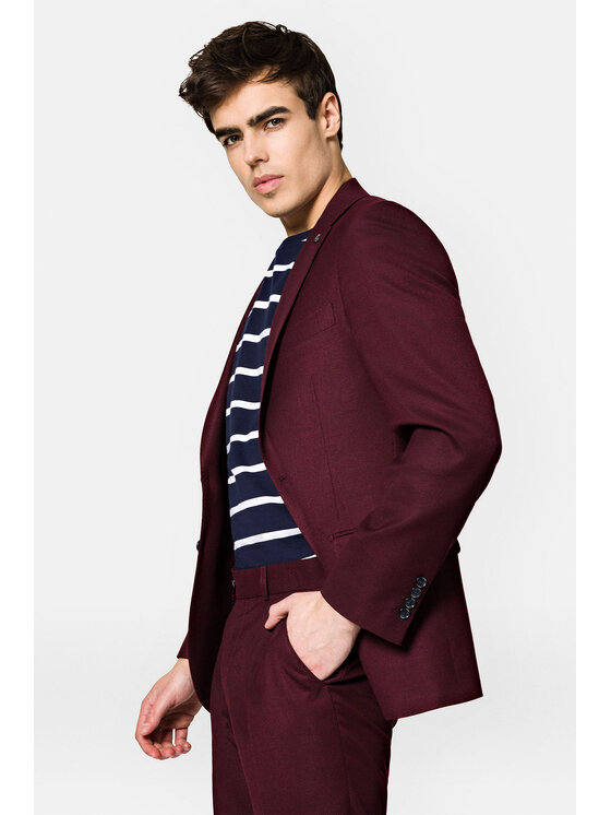 Lancerto Lancerto Garnitur GA073123000002 Bordowy Slim Fit