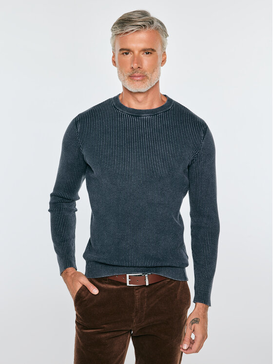 BIG STAR BIG STAR Sweter KIRK Granatowy Basic Fit