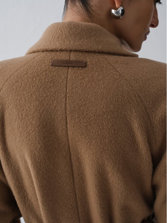 La Mania La Mania Płaszcz wełniany ARLES Beżowy Basic Fit