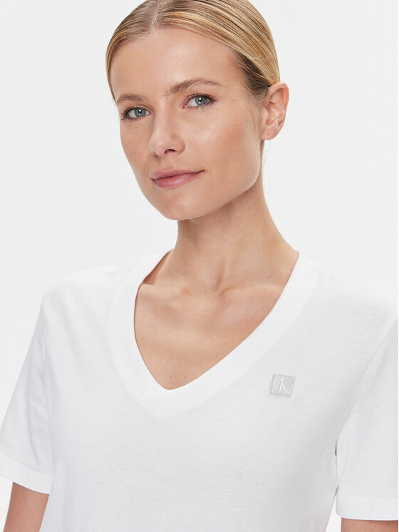 Calvin Klein Jeans T-Shirt Embro Weiß Regular J20J222560 Badge Fit
