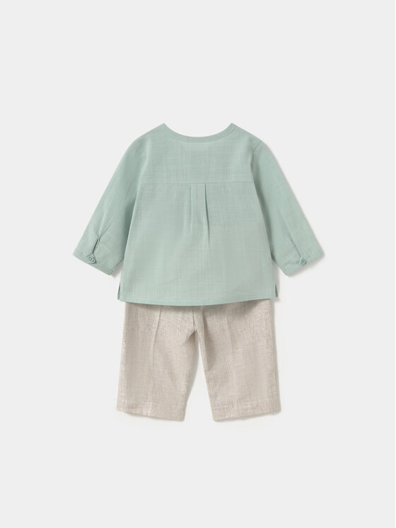 Mayoral Mayoral Completo camicia e pantaloni di tessuto 1564 Verde Regular Fit