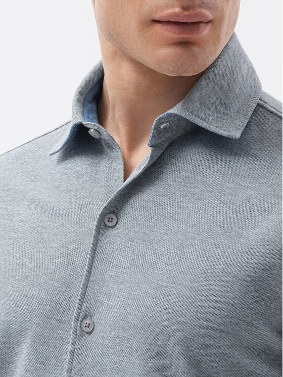 Ombre Ombre Koszula K540 Szary Slim Fit