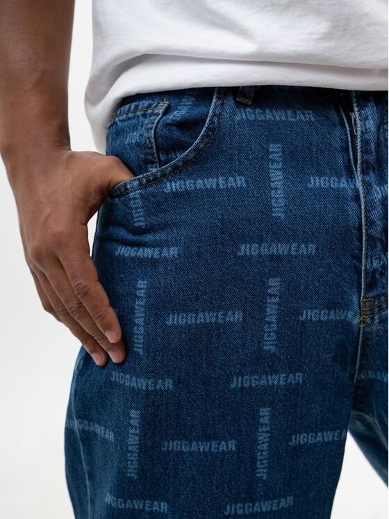 Jigga Wear Jigga Wear Jeansy Szerokie Spodnie Jeansowe BAGGY Męskie Niebieskie Jigga Wear Mini Laser XL Niebieski Baggy Fit