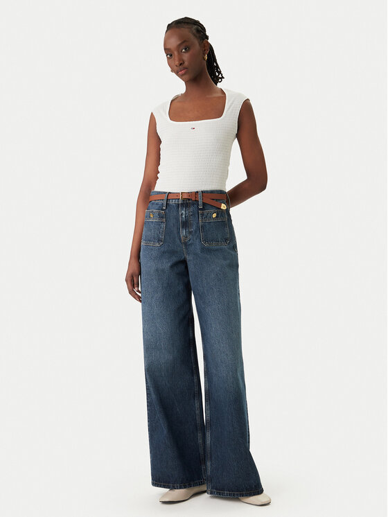 Tommy Jeans Tommy Jeans Top Smock Seersucker DW0DW22220 Bijela Slim Fit