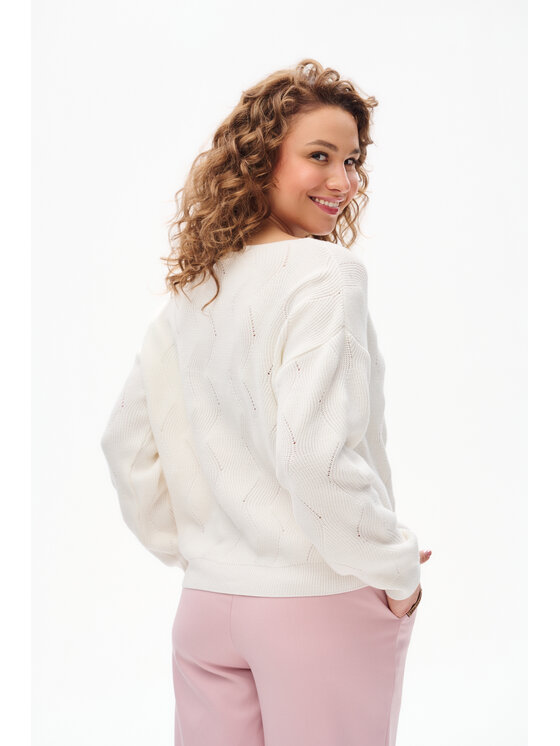 blue shadow blue shadow Sweter Reso Biały Regular Fit
