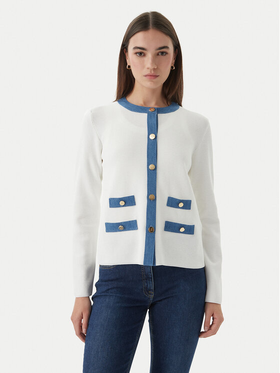 Luisa Spagnoli Kardigan Capotreno 100363 Biały Regular Fit