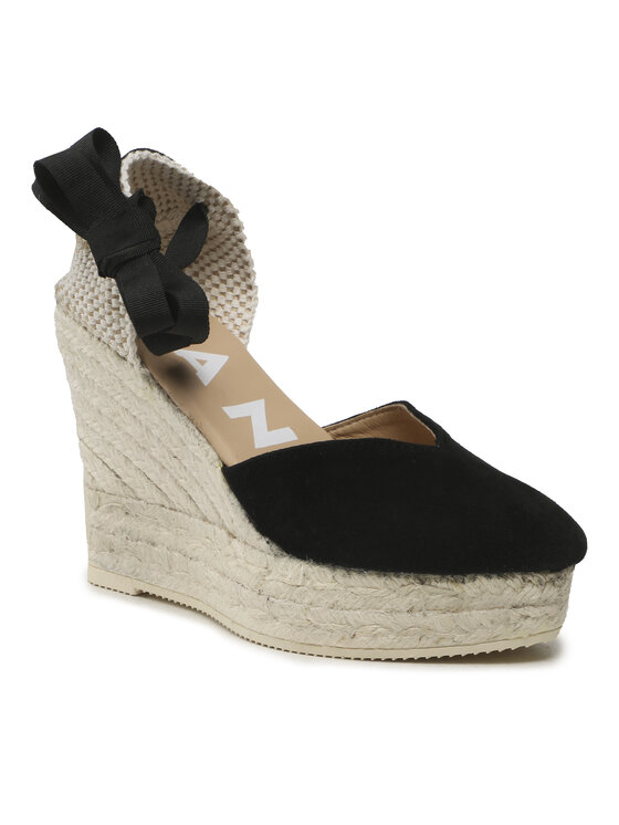 Manebi Manebi Εσπαντρίγιες Heart-Shaped Wedge Espadrilles K 1.0 WH Μαύρο