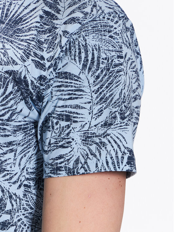 INDICODE INDICODE T-Shirt Palme 40-935 Niebieski Regular Fit