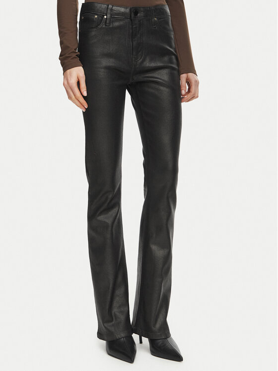 Guess Guess Tehisnahast püksid W6BA0L D2083 Must Bootcut Fit