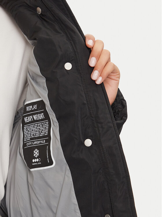 REPLAY REPLAY Télikabát W7808A.000.84466 Fekete Loose Fit