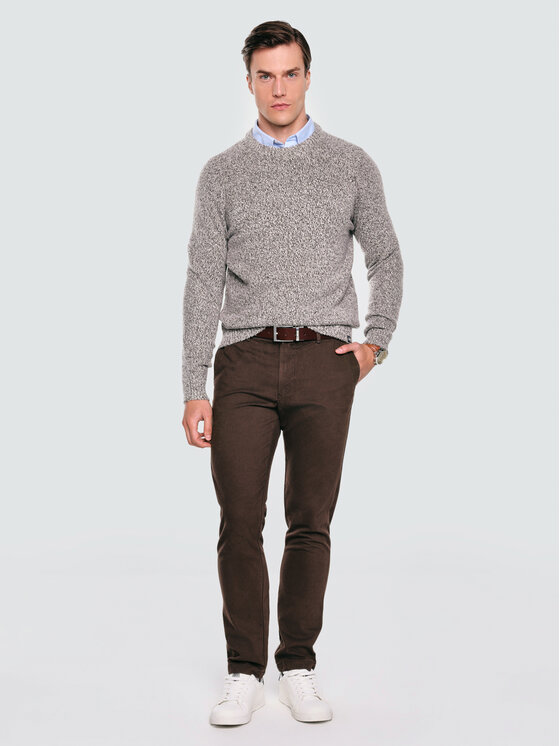 BIG STAR BIG STAR Sweter WALTERO Brązowy Basic Fit