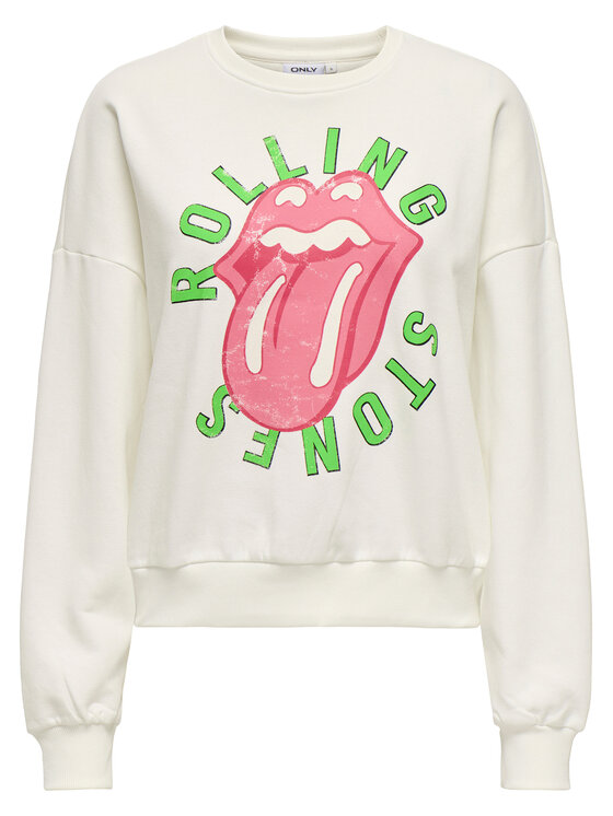 ONLY ONLY Majica dugih rukava Rolling Stones 15345927 Bijela Regular Fit
