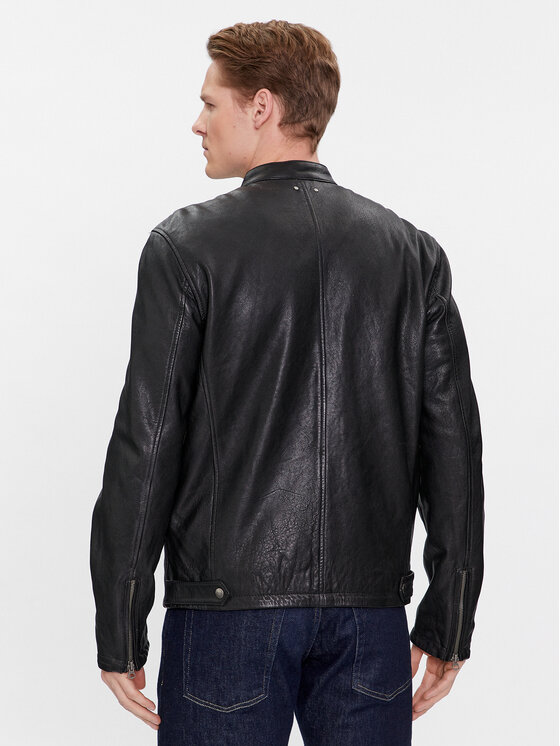 Pepe Jeans Pepe Jeans Μπουφάν δερμάτινο Vonn PM402878 Μαύρο Regular Fit