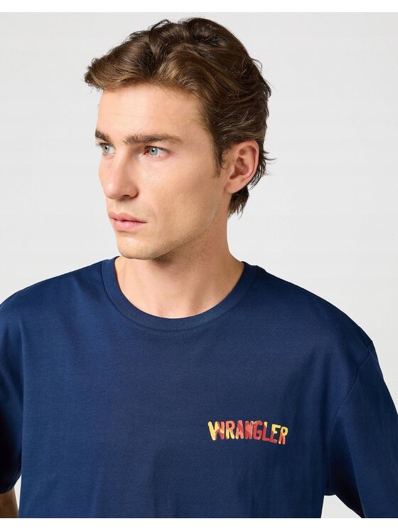 Wrangler Wrangler T-Shirt Big Graphic Tee Niebieski Regular Fit