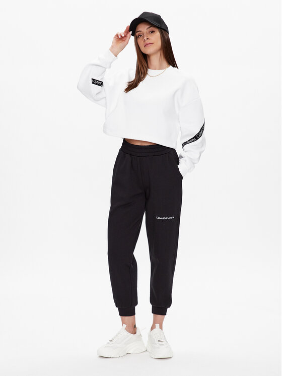 Calvin Klein Jeans Calvin Klein Jeans Džemperis J20J220693 Balta Cropped Fit