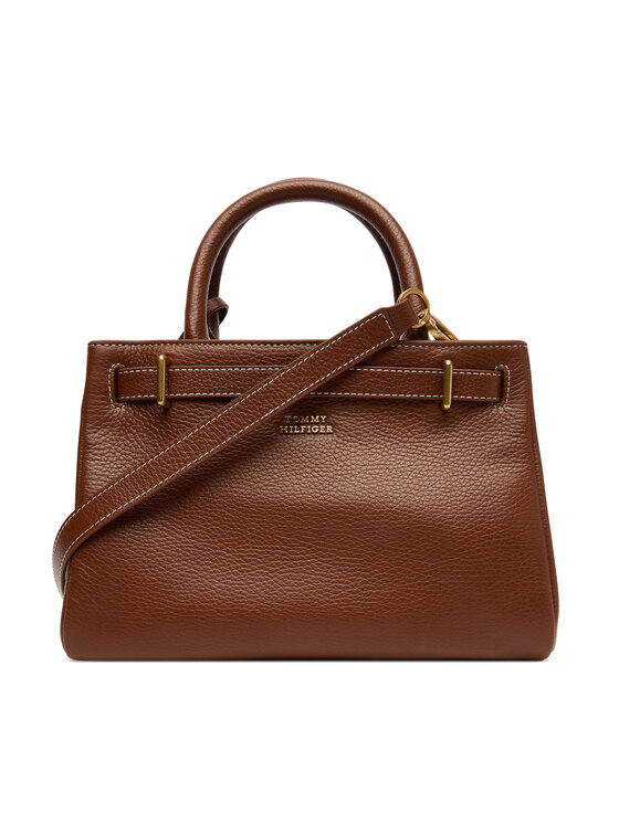 Tommy Hilfiger Tommy Hilfiger Ročna torba American Icon Mini Tote Leather AW0AW17926 Rjava