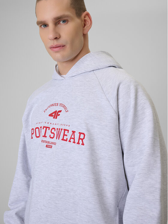 4F 4F Bluza SPORTS CLUB Szary jasny Loose Fit