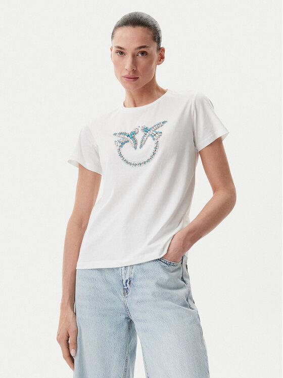 PINKO PINKO T-Shirt Quentin 100535 A2G7 Bílá Regular Fit