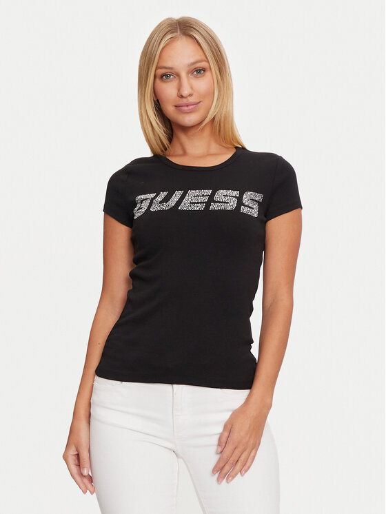 Guess Guess Marškinėliai V4BI16 KCIV1 Juoda Regular Fit
