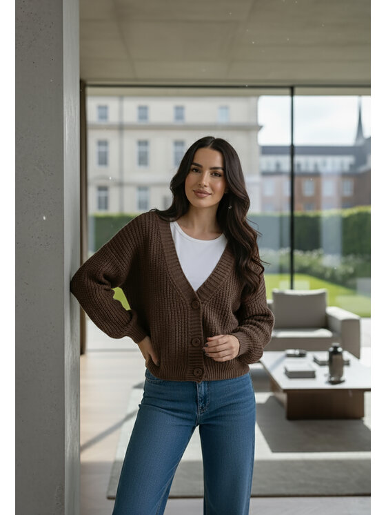 FIGL FIGL Ζακέτα M1263 Καφέ Regular Fit