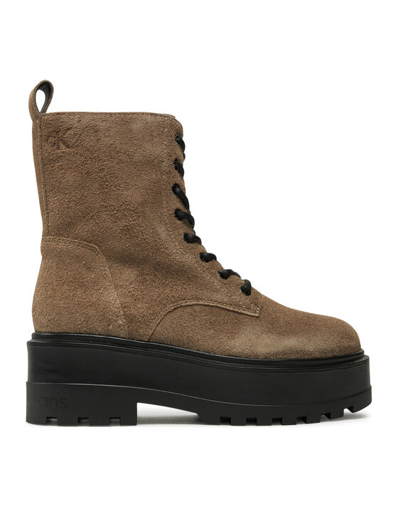 Calvin Klein Jeans Calvin Klein Jeans Turistická obuv Flatform Zip Laceup Mg S YW0YW01554 Hnědá